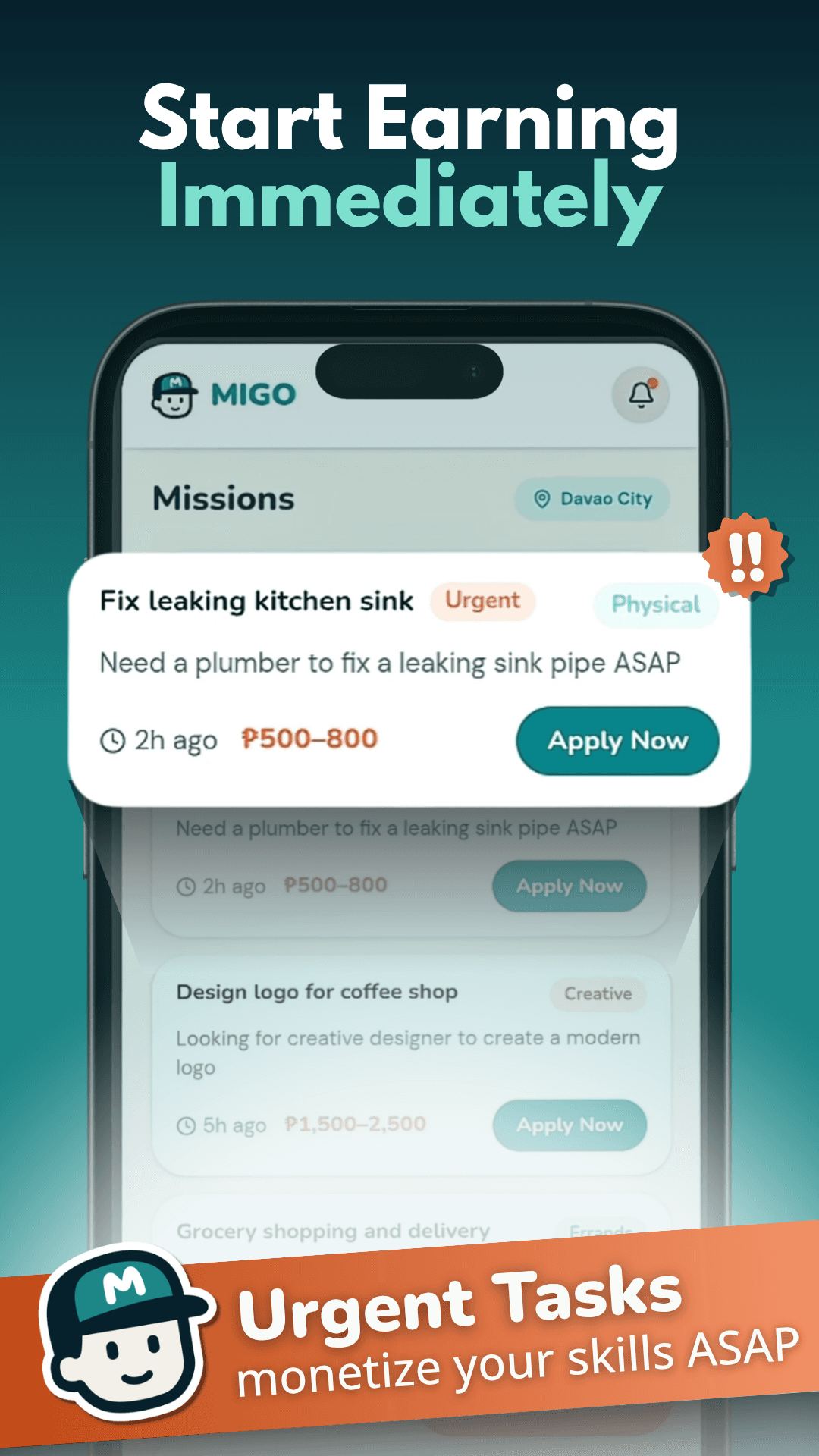 Start earning immediately
